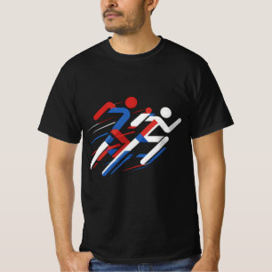 Geometrische Sprinters Rood Wit Blauw Hardlooprace T-shirt