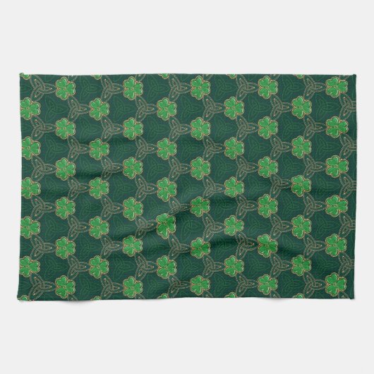 Geometrische St Patricks dag Celtic Triskele Shamr Theedoek (Horizontaal)