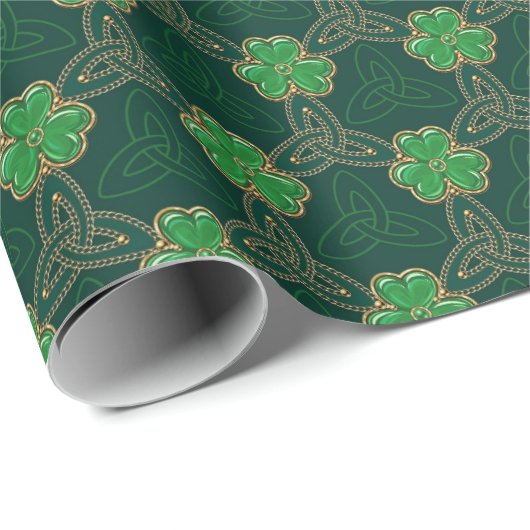 Geometrische St. Patrick's Day Keltische Triskele Cadeaupapier (Rol Hoek)