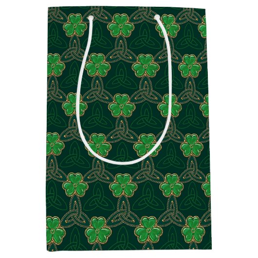 Geometrische St. Patrick's Day Keltische Triskele Medium Cadeauzakje (Voorkant)
