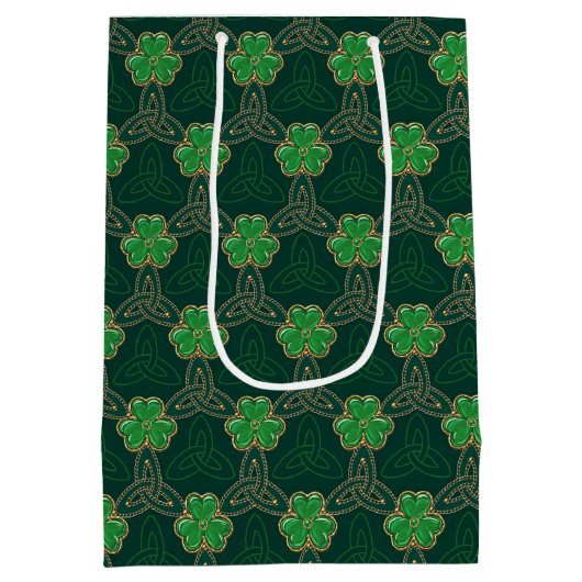 Geometrische St. Patrick's Day Keltische Triskele Medium Cadeauzakje (Achterkant)