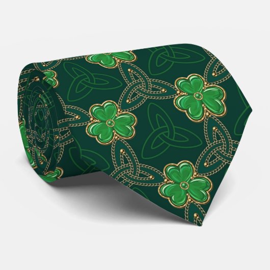 Geometrische St. Patrick's Day Keltische Triskele  Stropdas (Opgerold)