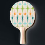 geometrische Starbursts Ping Pong Paddle Tafeltennisbatje<br><div class="desc">Vintage. Geometrie. Starbursten. Als je van een van die woorden houdt, is deze retro Geometrische Starbursten Ping Pong Paddle voor jou. Dit moderne ontwerp uit de midden eeuw heeft een crèmeachtergrond met rijen turquoise, kalkgroen, oranje en blauwgroen sterrenbursts. Dit modelontwerp paren prachtig met de Retro Atomic Mobile Pattern van Strange...</div>