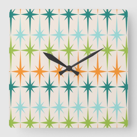 geometrische Starbursts Square Wall Clock Vierkante Klok (Voorkant)