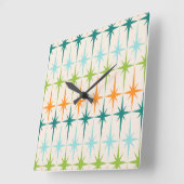 geometrische Starbursts Square Wall Clock Vierkante Klok (Hoek)