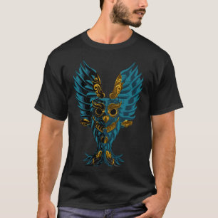 Geometrische Steampunk uil artistiek wijze boze no T-shirt