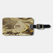 Geometrische Steen Marmer Textuur, Frame Monogram Bagagelabel (Voorkant horizontaal)