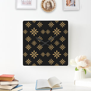 Geometrische ster-achtige bloemblad herhalen vierkante klok