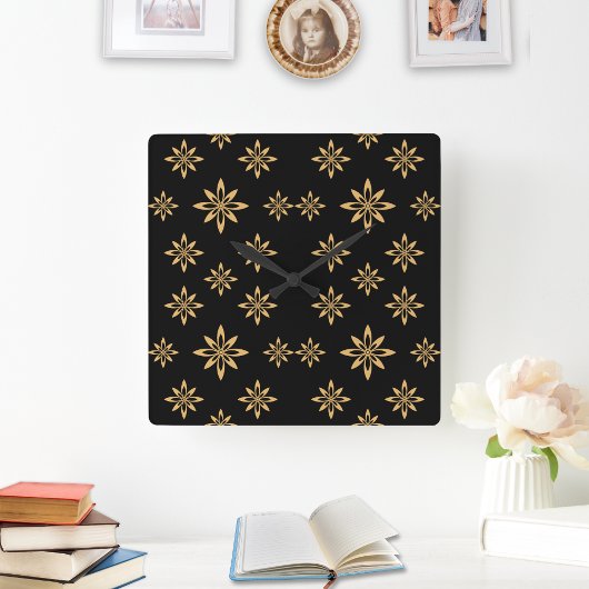 Geometrische ster-achtige bloemblad herhalen vierkante klok