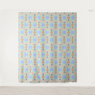 Geometrische ster zeshoek patroon in groen blauw b wandkleed