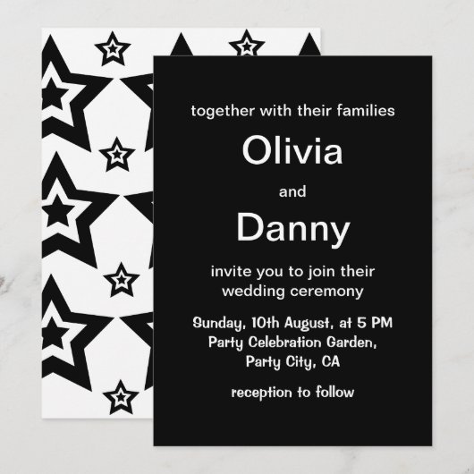 Geometrische ster zwart wit geometrische ster brui kaart (Voorkant / Achterkant)