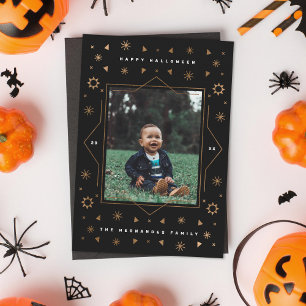 Geometrische sterren leuk moderne Halloween fotoka Feestdagenkaart