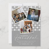 Geometrische sterren van David Silver Hanukkah 3 F Feestdagenkaart (Voorkant)