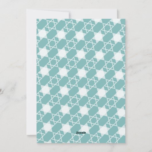 Geometrische sterren van David Sky Blue Hanukkah 3 Feestdagenkaart (Achterkant)