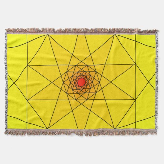Geometrische stervormige explosie - Geel & Rood on Deken (Voorkant)