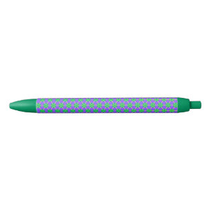 Geometrische stervormige explosie in paars, groen zwarte inkt pen