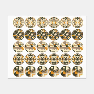 Geometrische Sticker met moderne retro Earth Tone