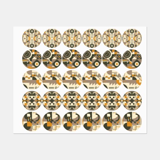 Geometrische Sticker met moderne retro Earth Tone (Vel)