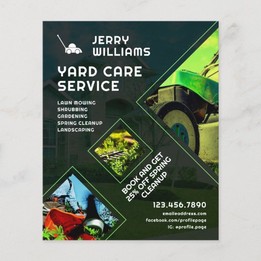 Geometrische stijl gazon maaien tuin zorg flyer (Voorkant)