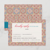 Geometrische stijl glitters koper metallic bruilof RSVP kaartje (Voorkant / Achterkant)