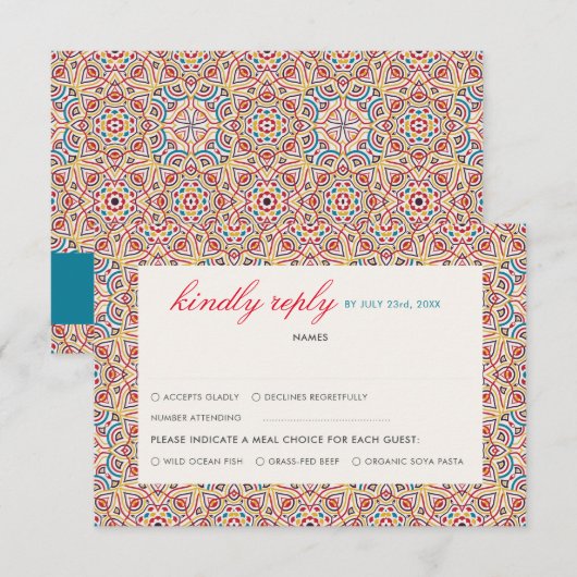 Geometrische stijl glitters koper metallic bruilof RSVP kaartje (Voorkant / Achterkant)