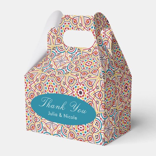 Geometrische stijl sprankelt koper Metallic bruilo Bedankdoosjes (Voorkant Zijde)