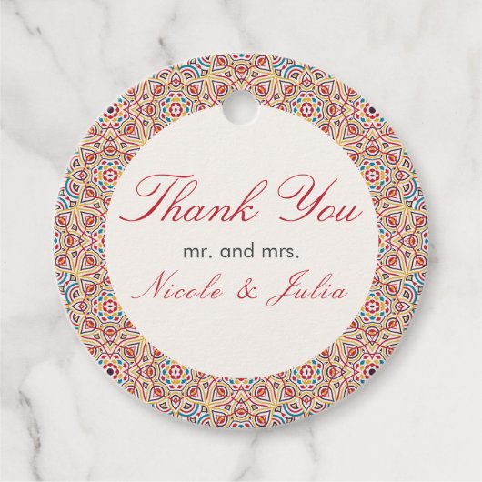 Geometrische stijl sprankelt koper Metallic bruilo Bedankjes Labels (Voorkant)
