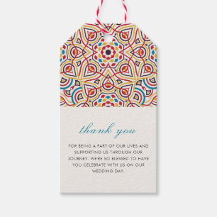 Geometrische stijl sprankelt koper Metallic bruilo Cadeaulabel