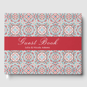 Geometrische stijl sprankelt koper Metallic bruilo Gastenboek