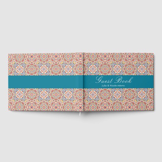 Geometrische stijl sprankelt koper Metallic bruilo Gastenboek (Volledig)