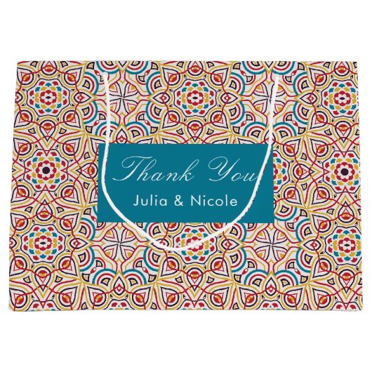 Geometrische stijl sprankelt koper Metallic bruilo Groot Cadeauzakje (Voorkant)