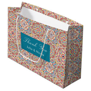 Geometrische stijl sprankelt koper Metallic bruilo Groot Cadeauzakje