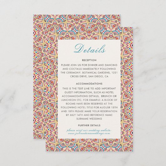 Geometrische stijl sprankelt koper Metallic bruilo Informatiekaartje (Voorkant / Achterkant)