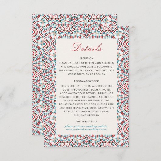 Geometrische stijl sprankelt koper Metallic bruilo Informatiekaartje (Voorkant / Achterkant)