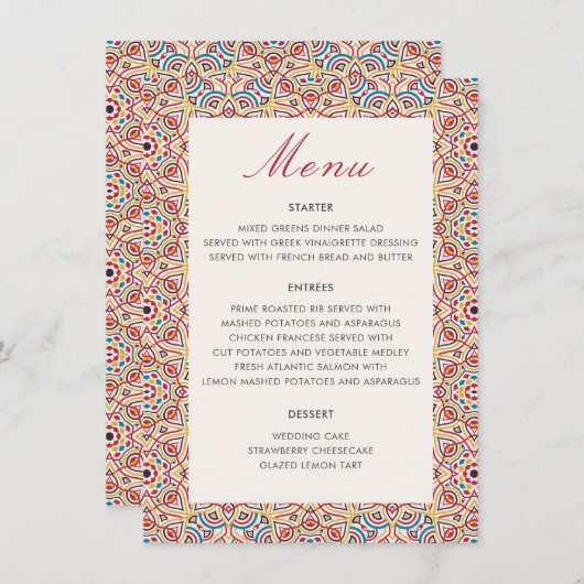 Geometrische stijl sprankelt koper Metallic bruilo Menu (Voorkant / Achterkant)