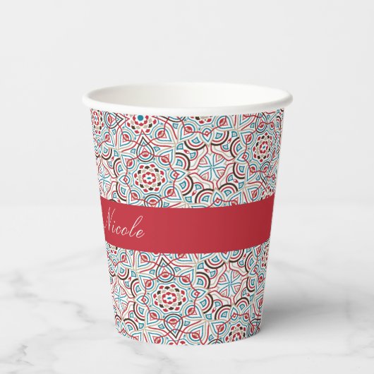 Geometrische stijl sprankelt koper Metallic bruilo Papieren Bekers (Achterkant)