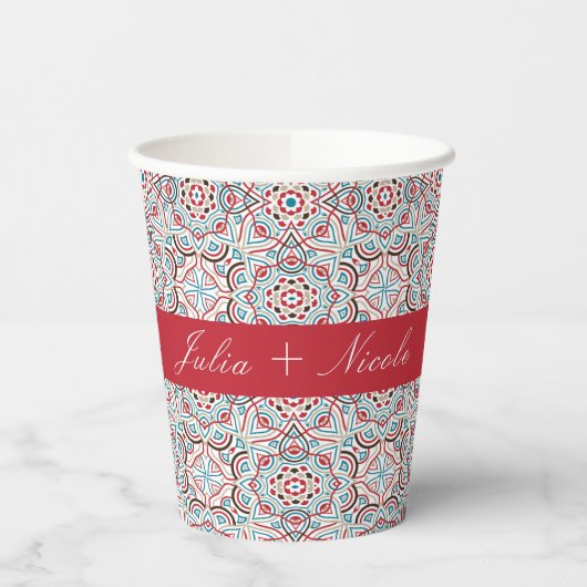 Geometrische stijl sprankelt koper Metallic bruilo Papieren Bekers (Links)