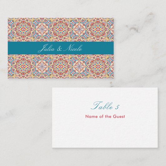 Geometrische stijl sprankelt koper Metallic bruilo Plaatskaartje (Voorkant / Achterkant)