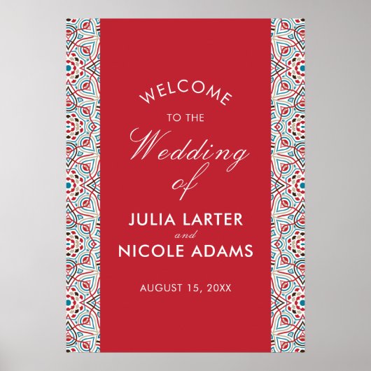 Geometrische stijl sprankelt koper Metallic bruilo Poster (Voorkant)