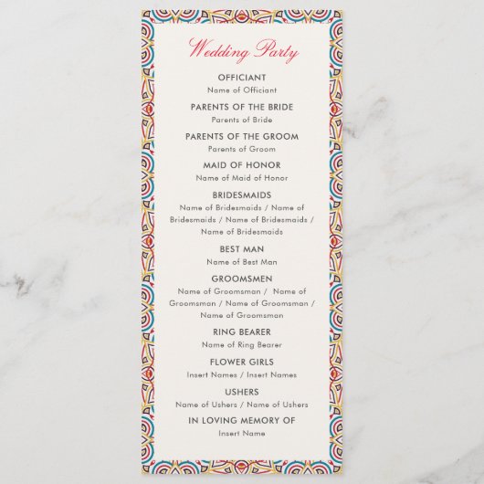 Geometrische stijl sprankelt koper Metallic bruilo Programmakaart (Achterkant)