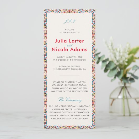 Geometrische stijl sprankelt koper Metallic bruilo Programmakaart (Staand voorkant)