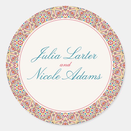 Geometrische stijl sprankelt koper Metallic bruilo Ronde Sticker (Voorkant)