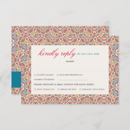 Geometrische stijl sprankelt koper Metallic bruilo RSVP Kaartje (Voorkant / Achterkant)