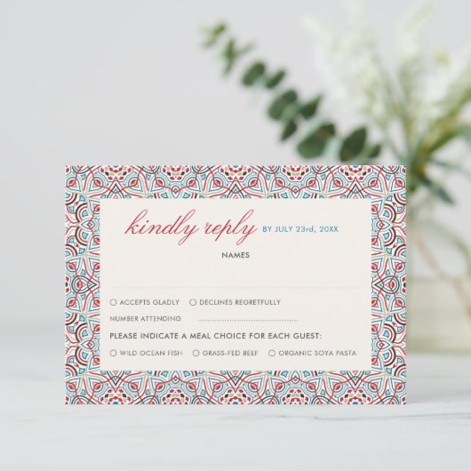 Geometrische stijl sprankelt koper Metallic bruilo RSVP Kaartje (Staand voorkant)