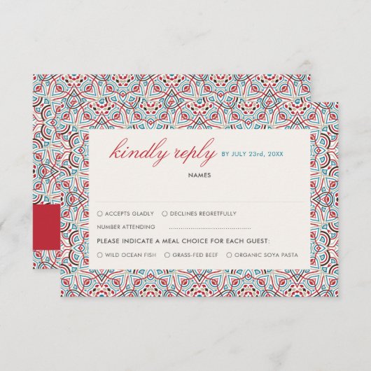 Geometrische stijl sprankelt koper Metallic bruilo RSVP Kaartje (Voorkant / Achterkant)