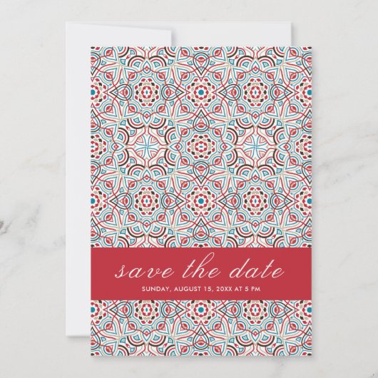 Geometrische stijl sprankelt koper Metallic bruilo Save The Date (Achterkant)