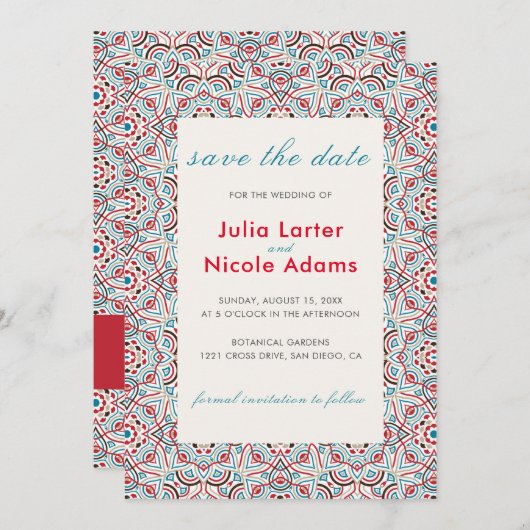 Geometrische stijl sprankelt koper Metallic bruilo Save The Date (Voorkant / Achterkant)