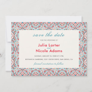Geometrische stijl sprankelt koper Metallic bruilo Save The Date