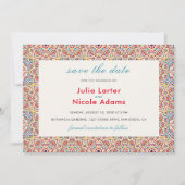 Geometrische stijl sprankelt koper Metallic bruilo Save The Date (Voorkant)