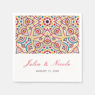 Geometrische stijl sprankelt koper Metallic bruilo Servet